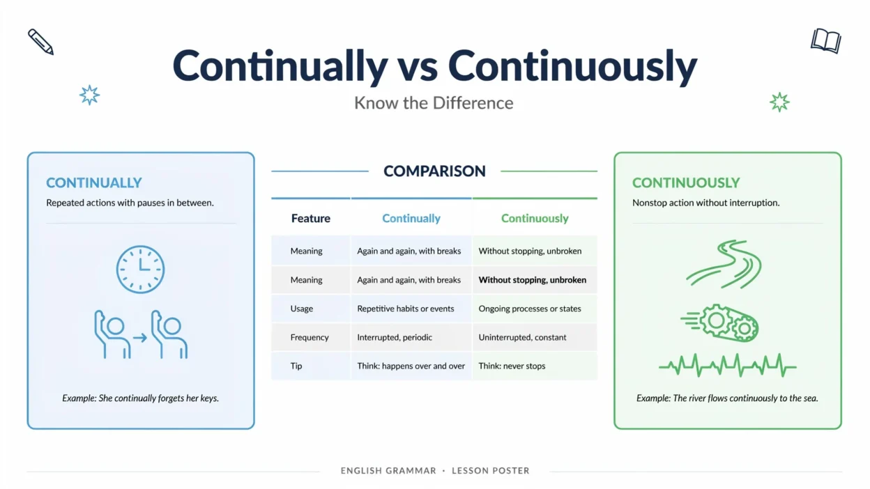 Continually vs Continuously